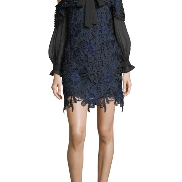 Self-Portrait Cold Shoulder Floral Lace Mini Dress - Picture 3 of 4